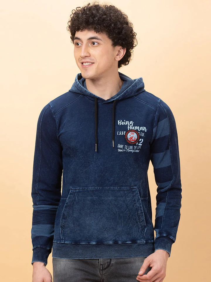 Indigo Regular Fit Men's Hoodie by Being Human Clothing