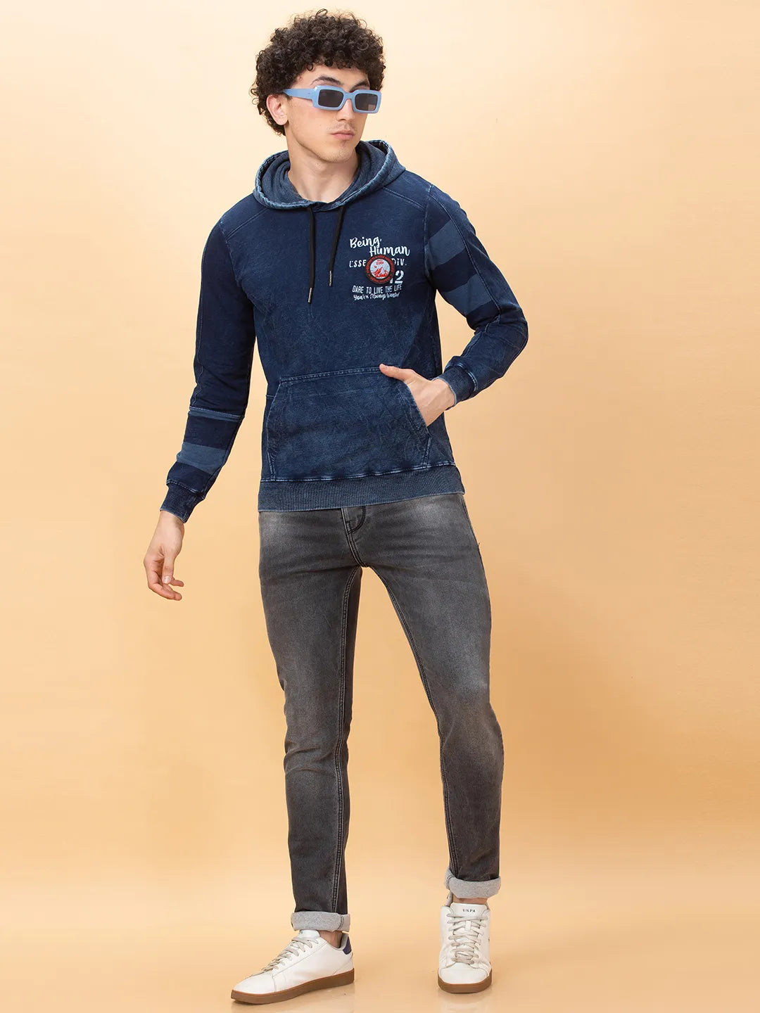 Being Human Clothing Mens-Top Hoody Indigo