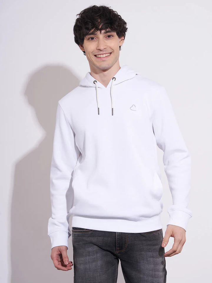 White Regular Fit Men's Hoodie by Being Human Clothing