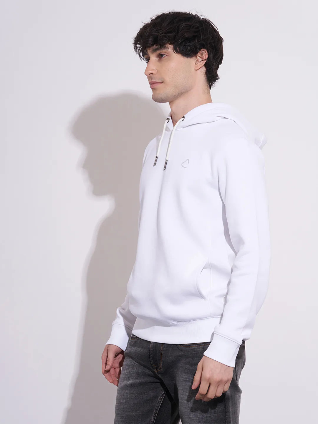 Being Human Men's White Hooded Full Sleeve Sweatshirt