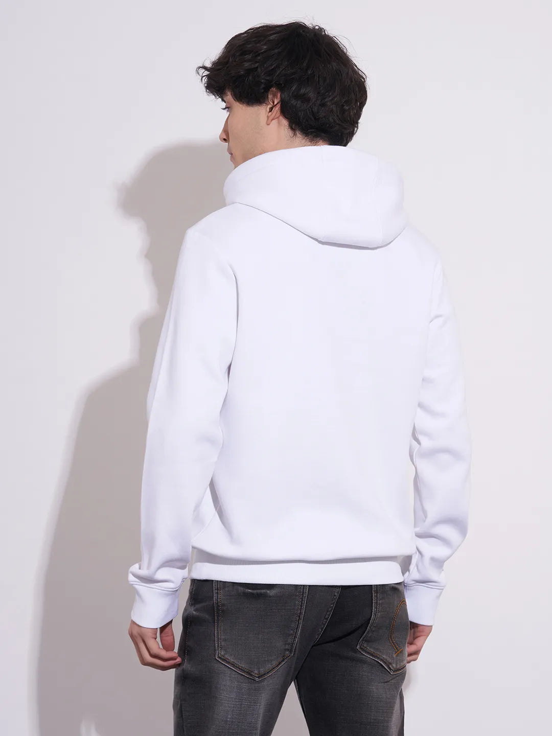 Being Human Men's White Hooded Full Sleeve Sweatshirt