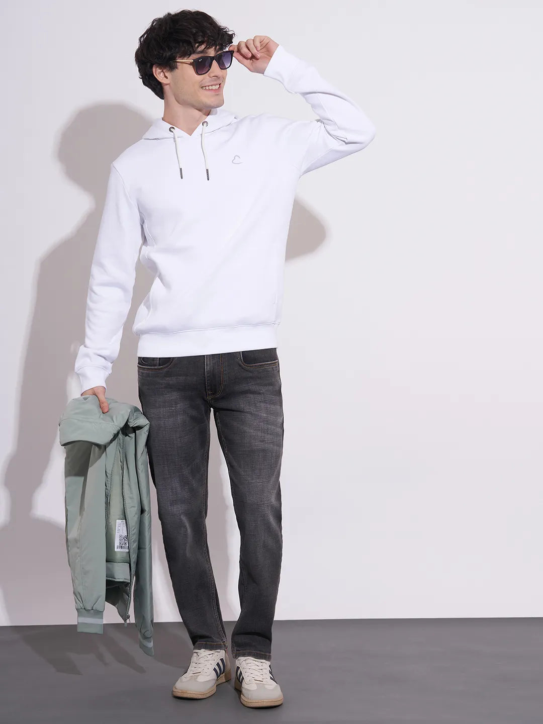 Being Human Men's White Hooded Full Sleeve Sweatshirt