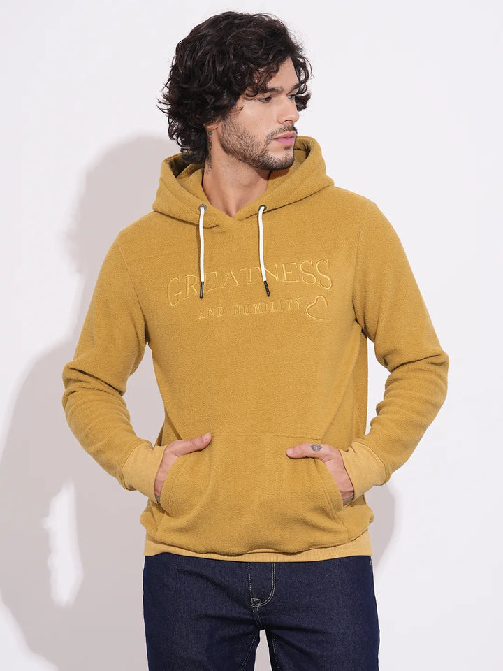 Yellow Regular Fit  Long Sleeves Men's Hoodie