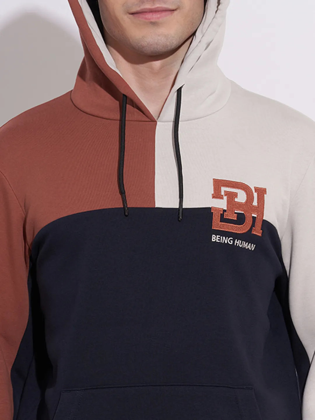 Blue Regular Fit  Long Sleeves Cotton Blend Men's Hoodie by Being Human Clothing