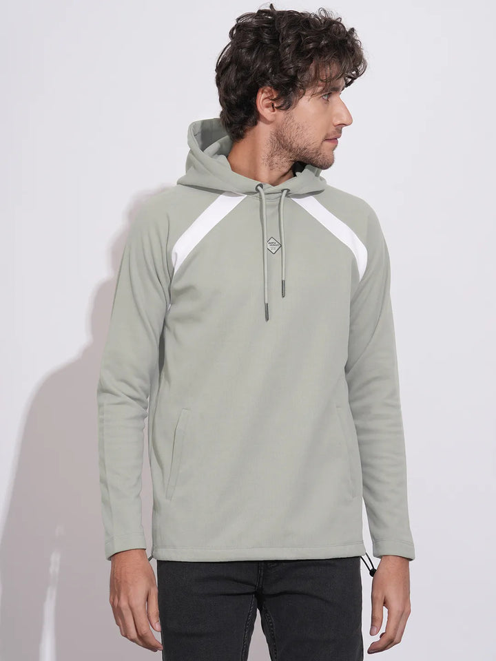 Green Regular Fit  Long Sleeves Men's Hoodie