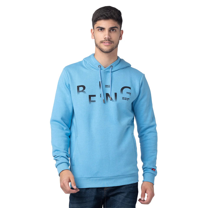 Blue Regular Fit  Long Sleeves Cotton Men's Hoodie by Being Human Clothing