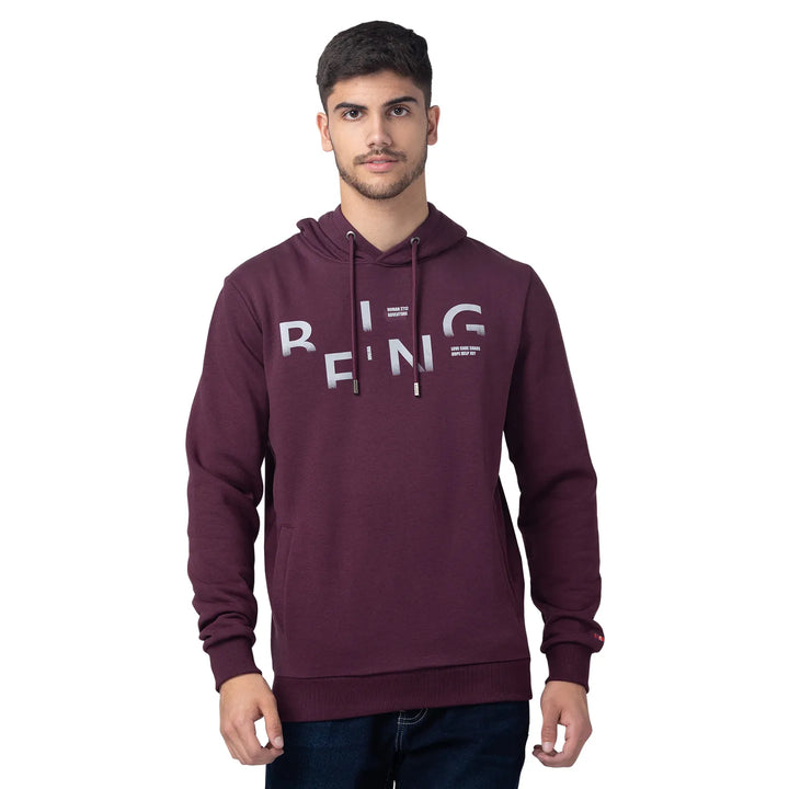 Purple Regular Fit  Long Sleeves Cotton Men's Hoodie by Being Human Clothing