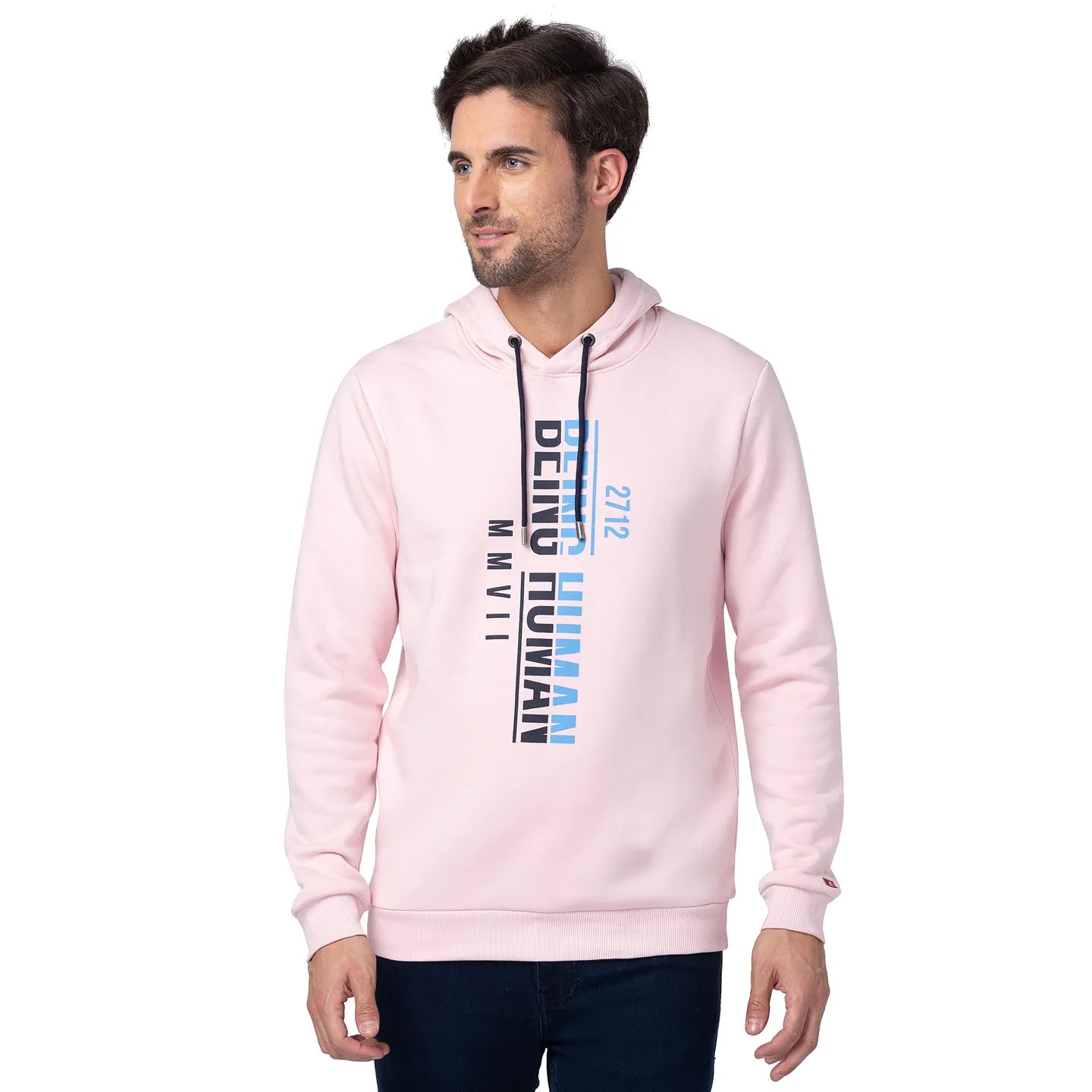 Being Human Clothing Men Regular Fit Hooded Hoody-Baby Pink