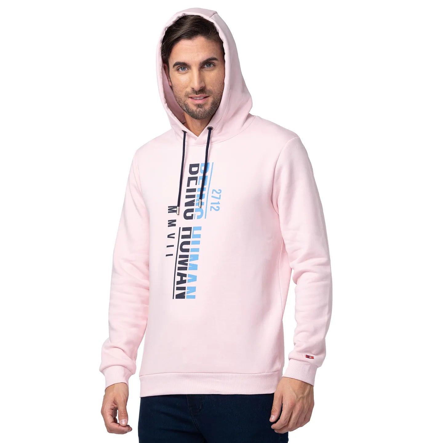 Being Human Clothing Men Regular Fit Hooded Hoody-Baby Pink