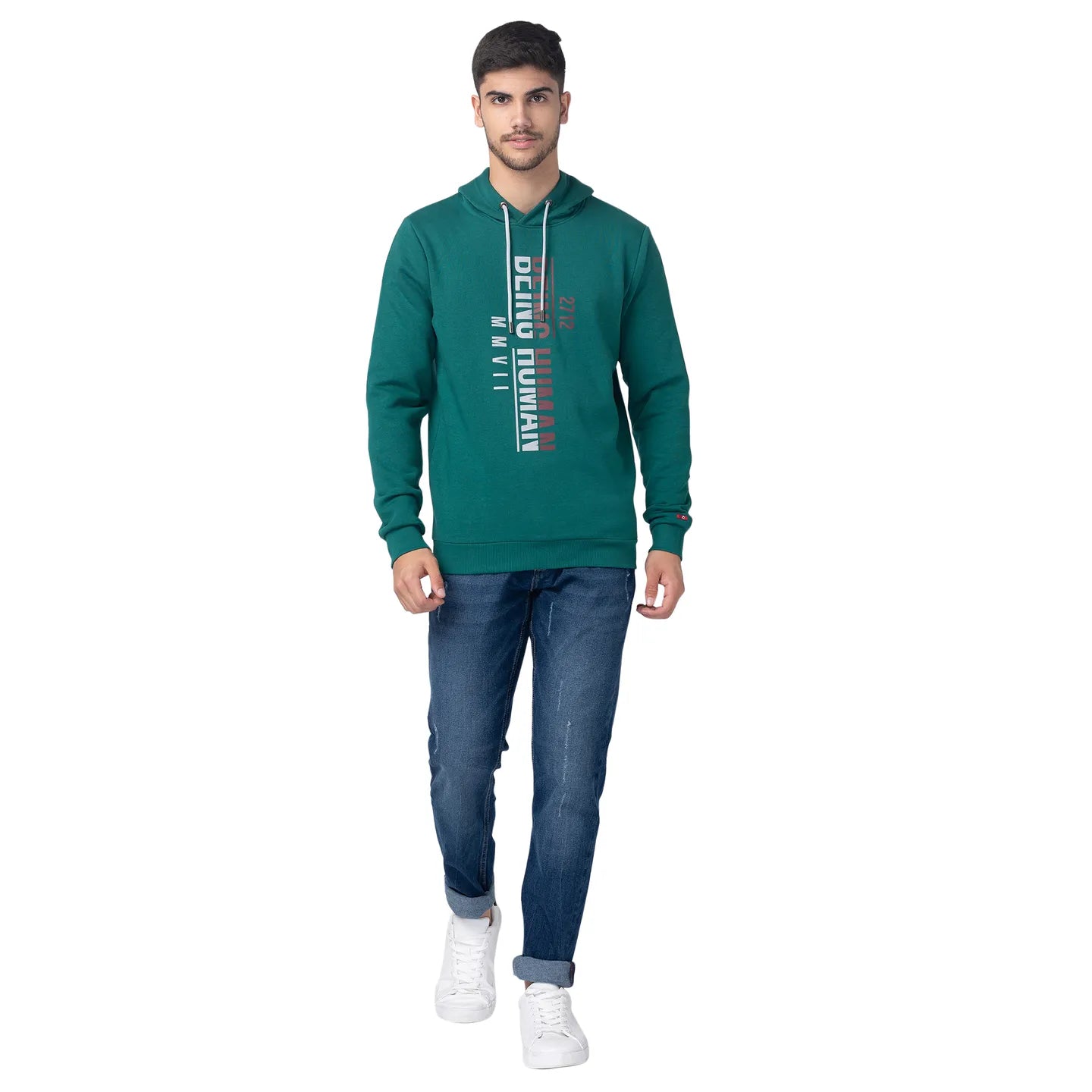 Being Human Clothing Men Regular Fit Hooded Hoody-Dk.Green