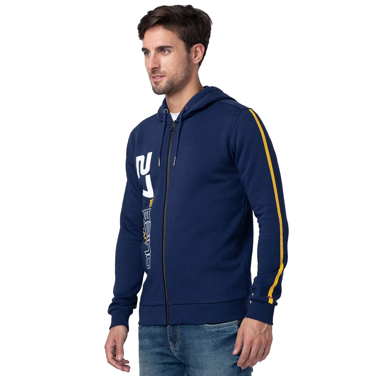 Blue Regular Fit  Long Sleeves Cotton Men's Hoodie by Being Human Clothing