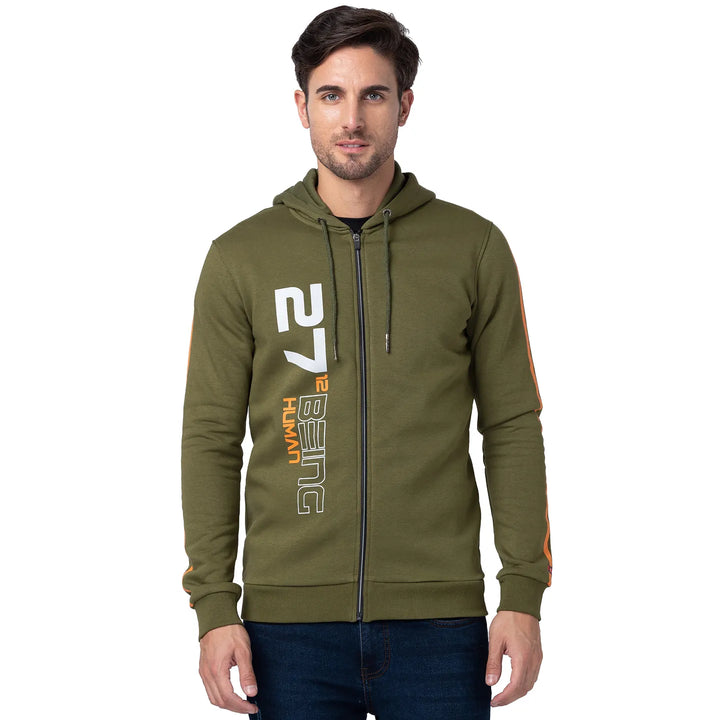 Olive Regular Fit Men's Hoodie by Being Human Clothing