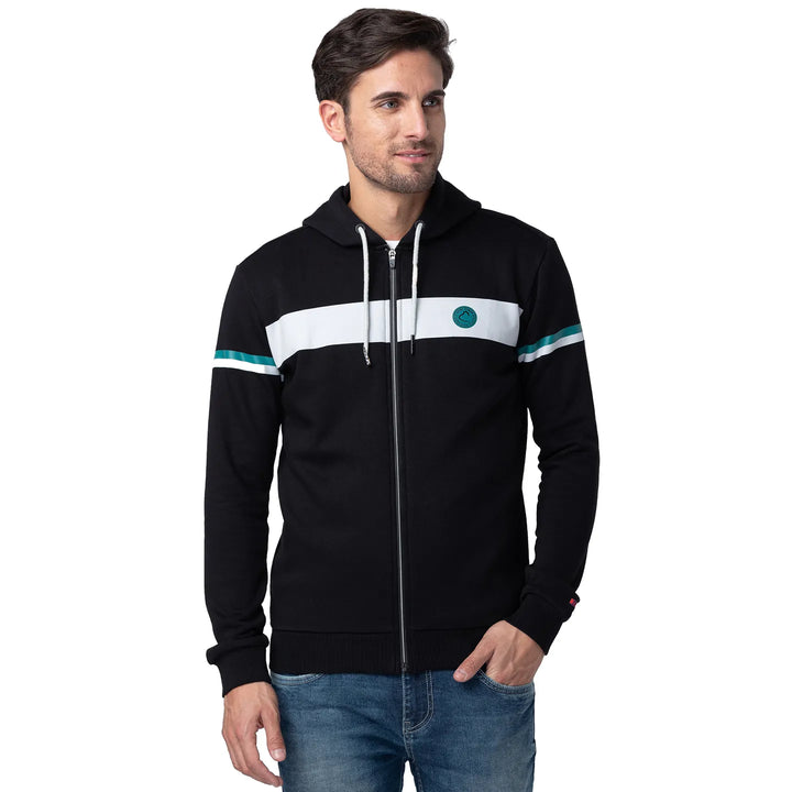 Black Regular Fit  Long Sleeves Cotton Men's Hoodie