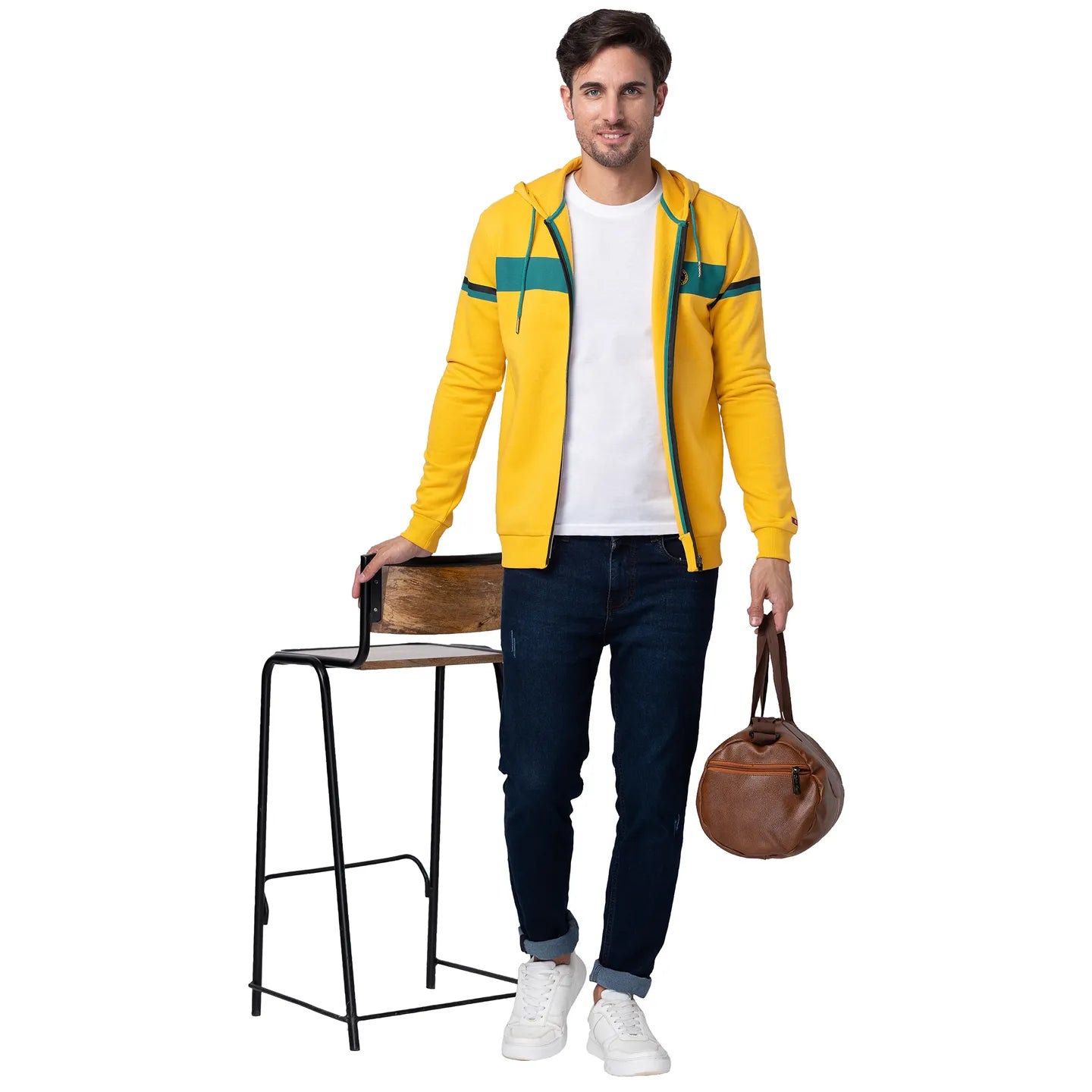 Being Human Clothing Men Regular Fit Hooded Hoody-Yellow