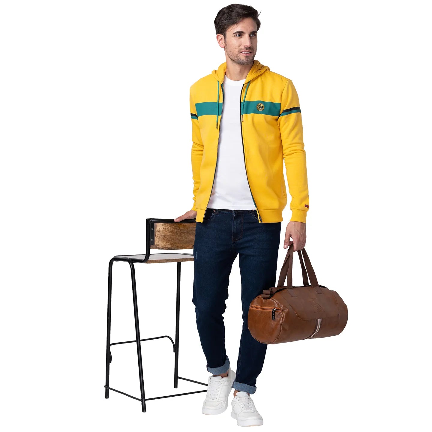 Being Human Clothing Men Regular Fit Hooded Hoody-Yellow