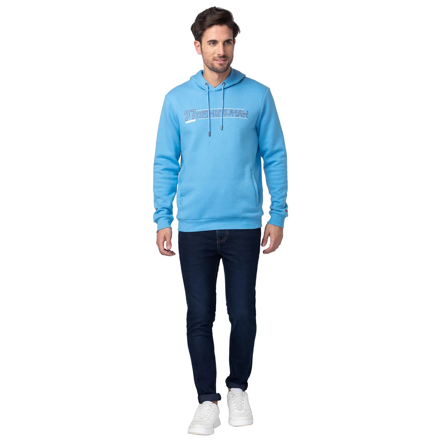 Being Human Clothing Men Regular Fit Hooded Hoody-Blue