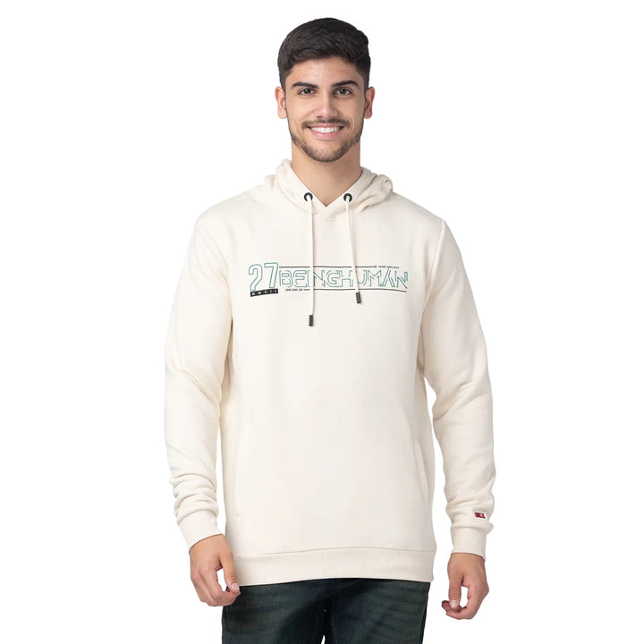 Beige Regular Fit Men's Hoodie by Being Human Clothing
