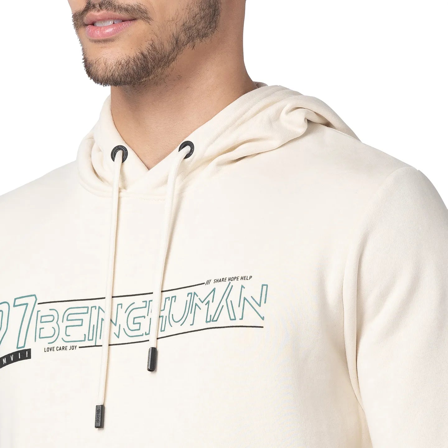 Being Human Clothing Men Regular Fit Hooded Hoody-Ecru