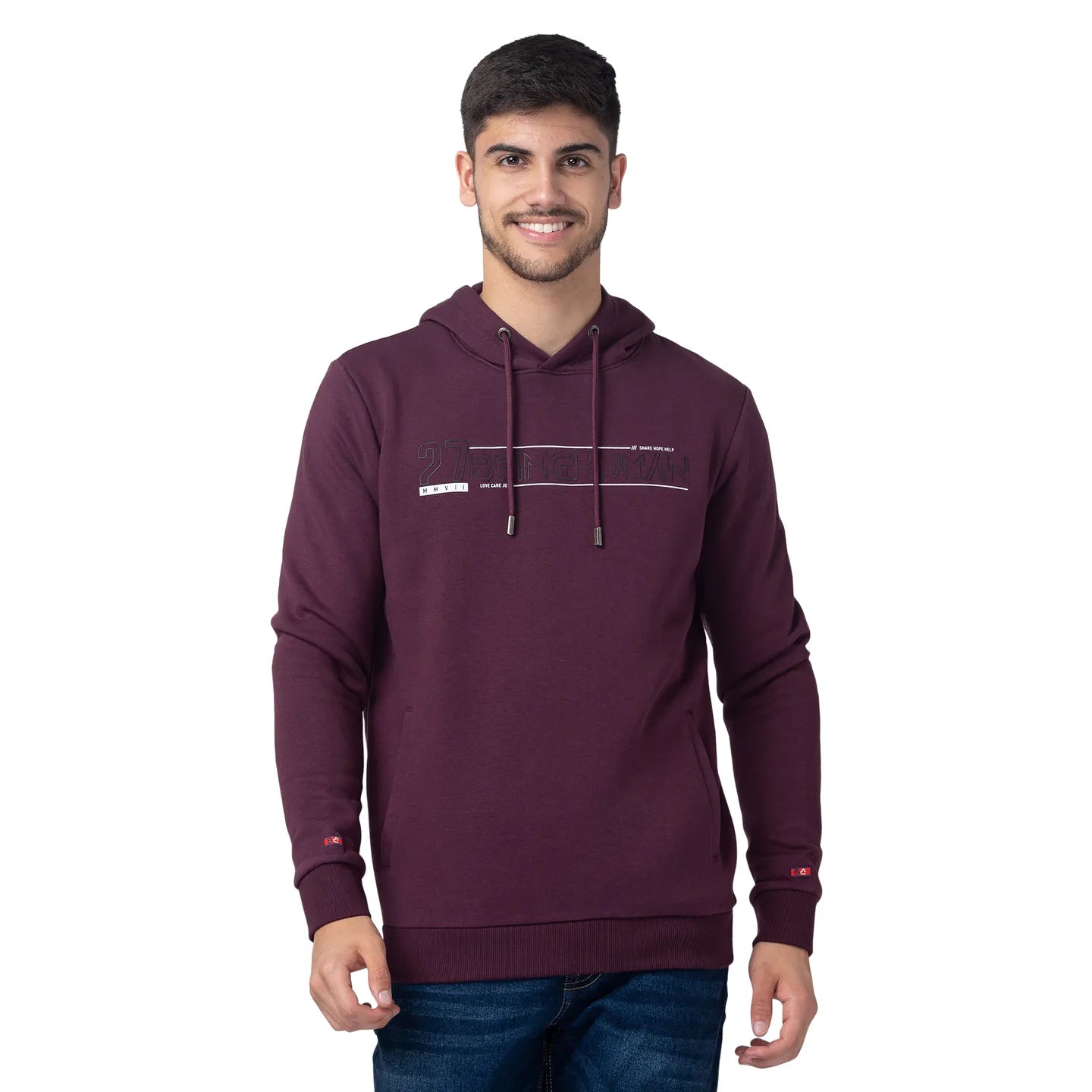 Purple Regular Fit  Long Sleeves Cotton Men's Hoodie by Being Human Clothing