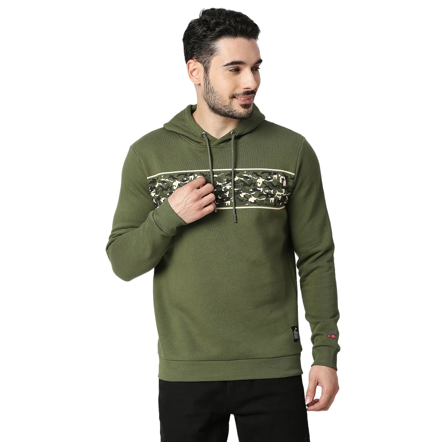 Being Human Clothing Men Regular Fit Hooded Hoody-Olive