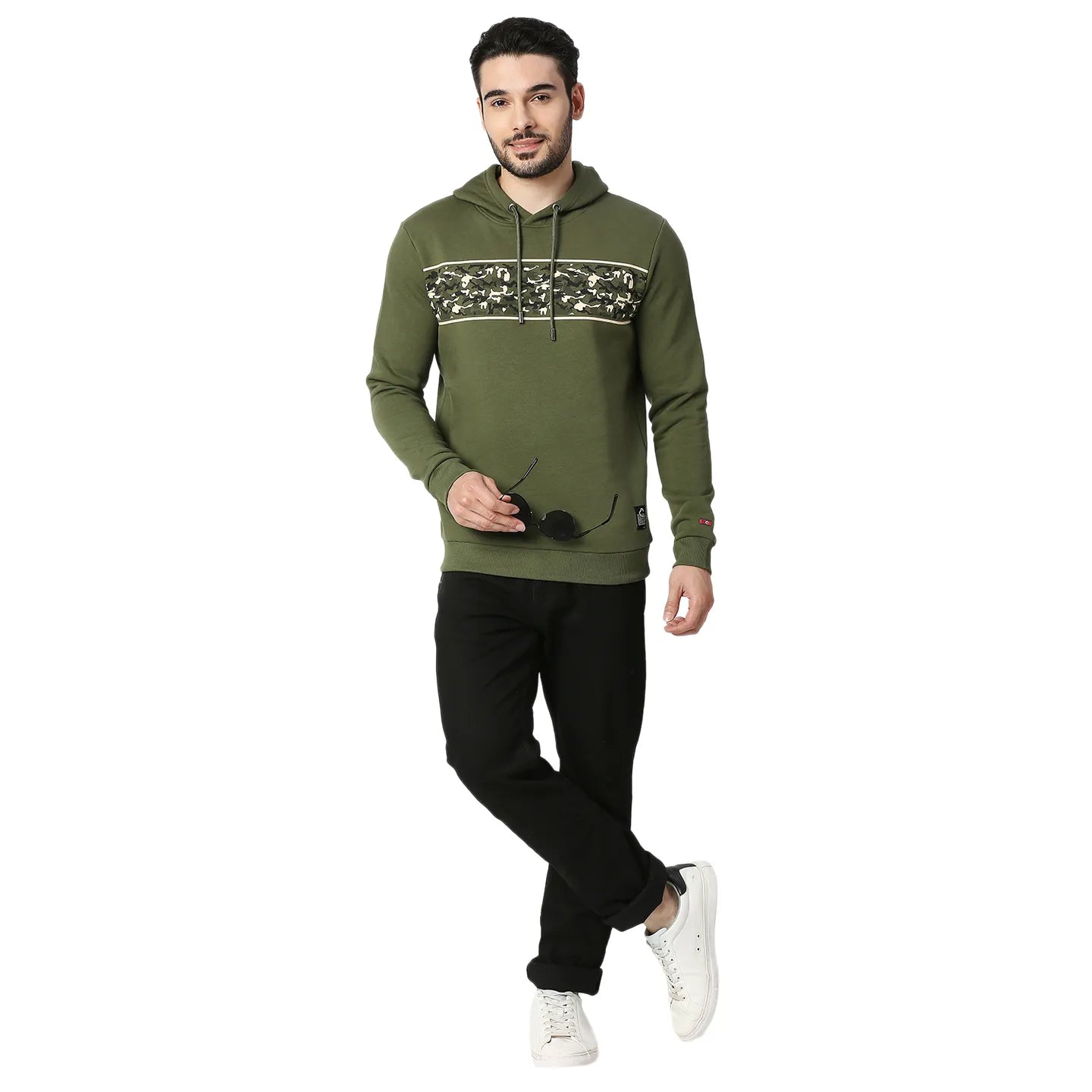 Being Human Clothing Men Regular Fit Hooded Hoody-Olive