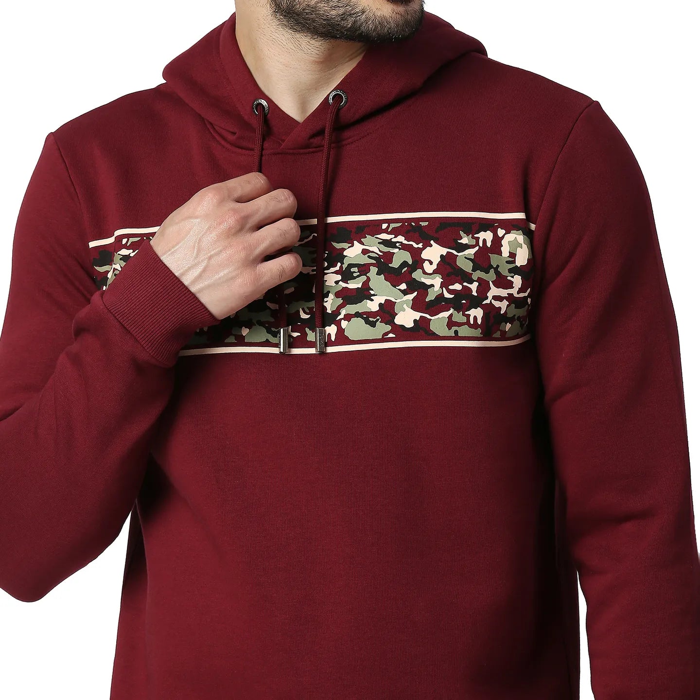 Being Human Clothing Men Regular Fit Hooded Hoody-Wine
