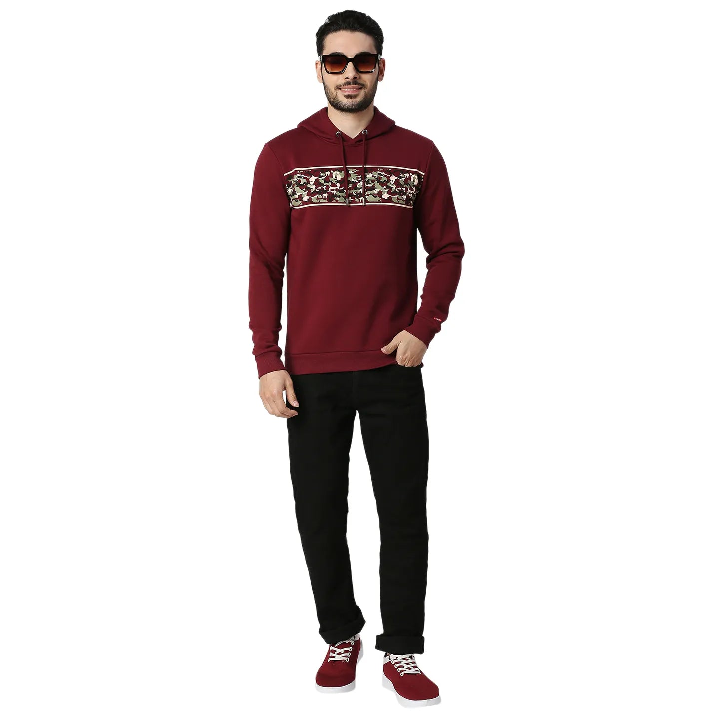Being Human Clothing Men Regular Fit Hooded Hoody-Wine