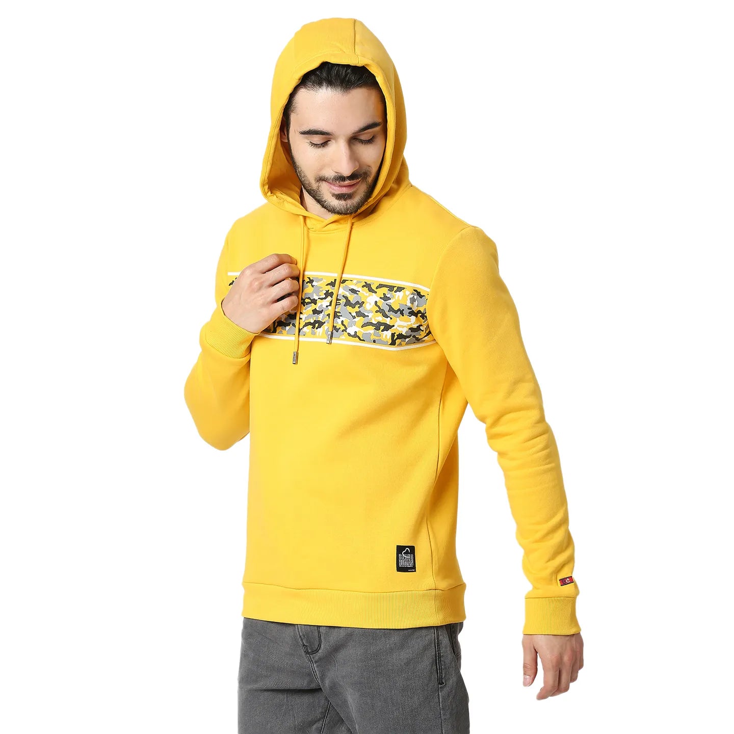 Being Human Clothing Men Regular Fit Hooded Hoody-Yellow
