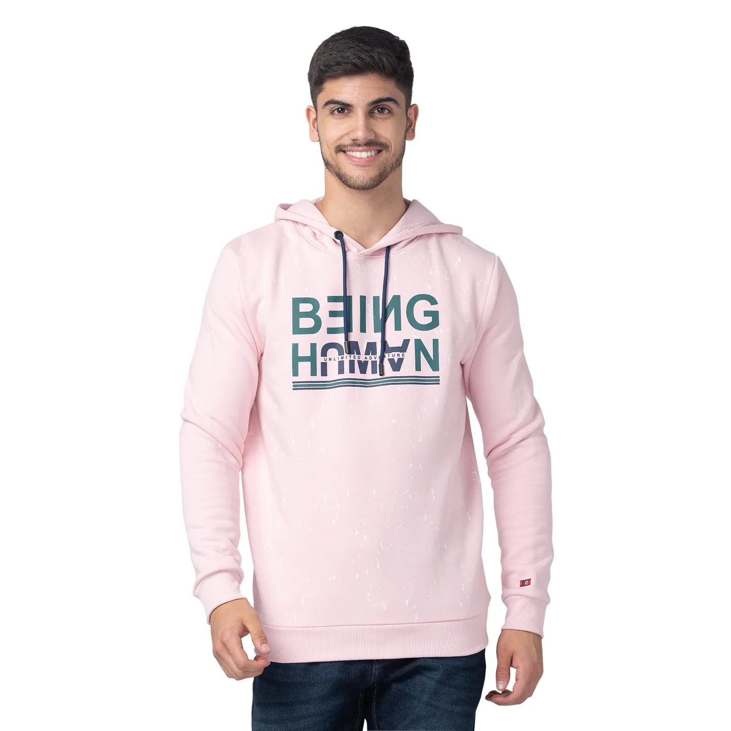Being Human Clothing Men Regular Fit Hooded Hoody-Baby Pink