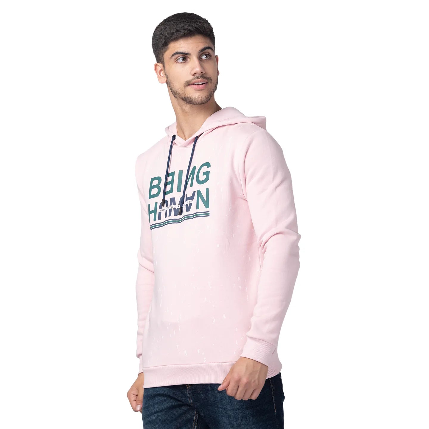 Being Human Clothing Men Regular Fit Hooded Hoody-Baby Pink