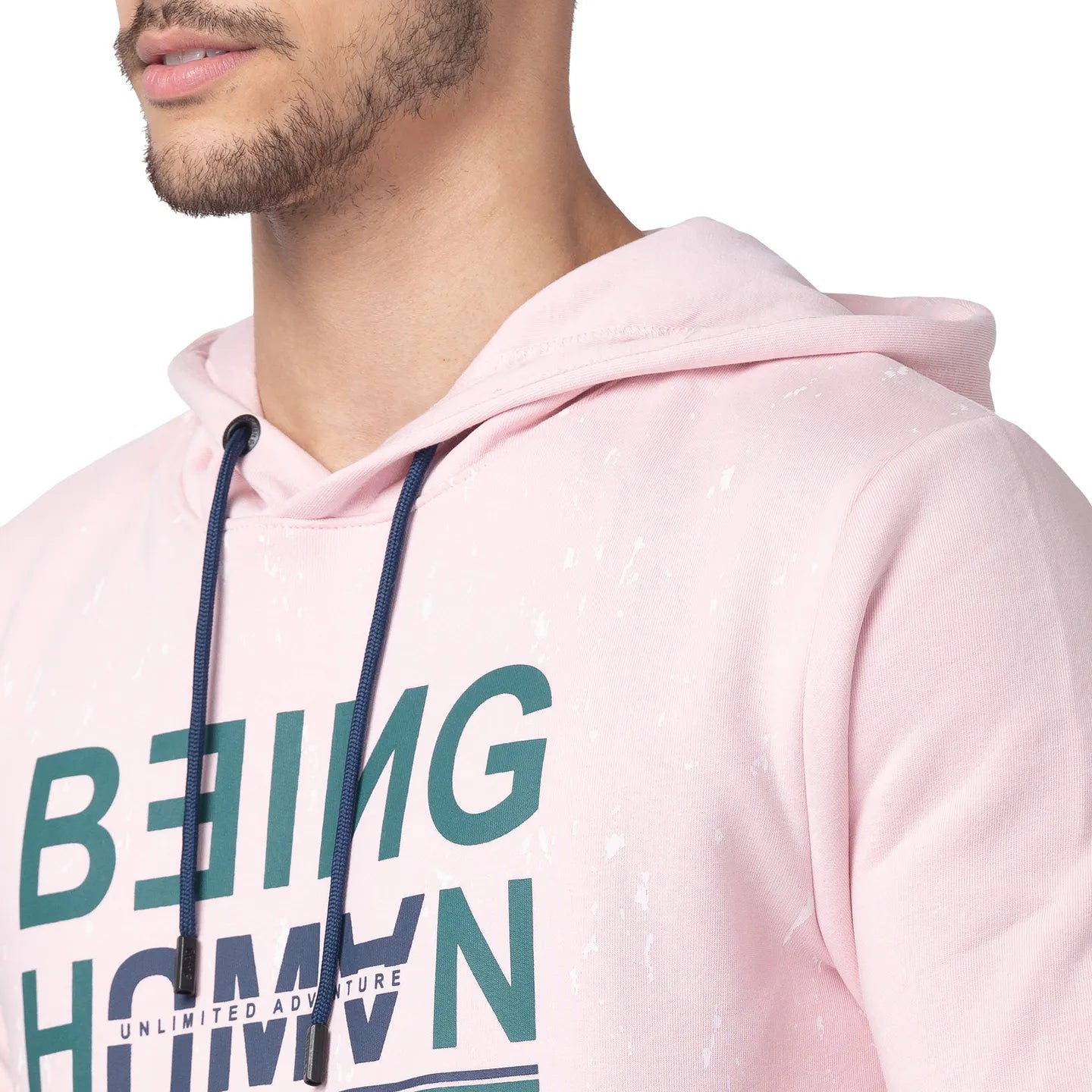 Being Human Clothing Men Regular Fit Hooded Hoody-Baby Pink