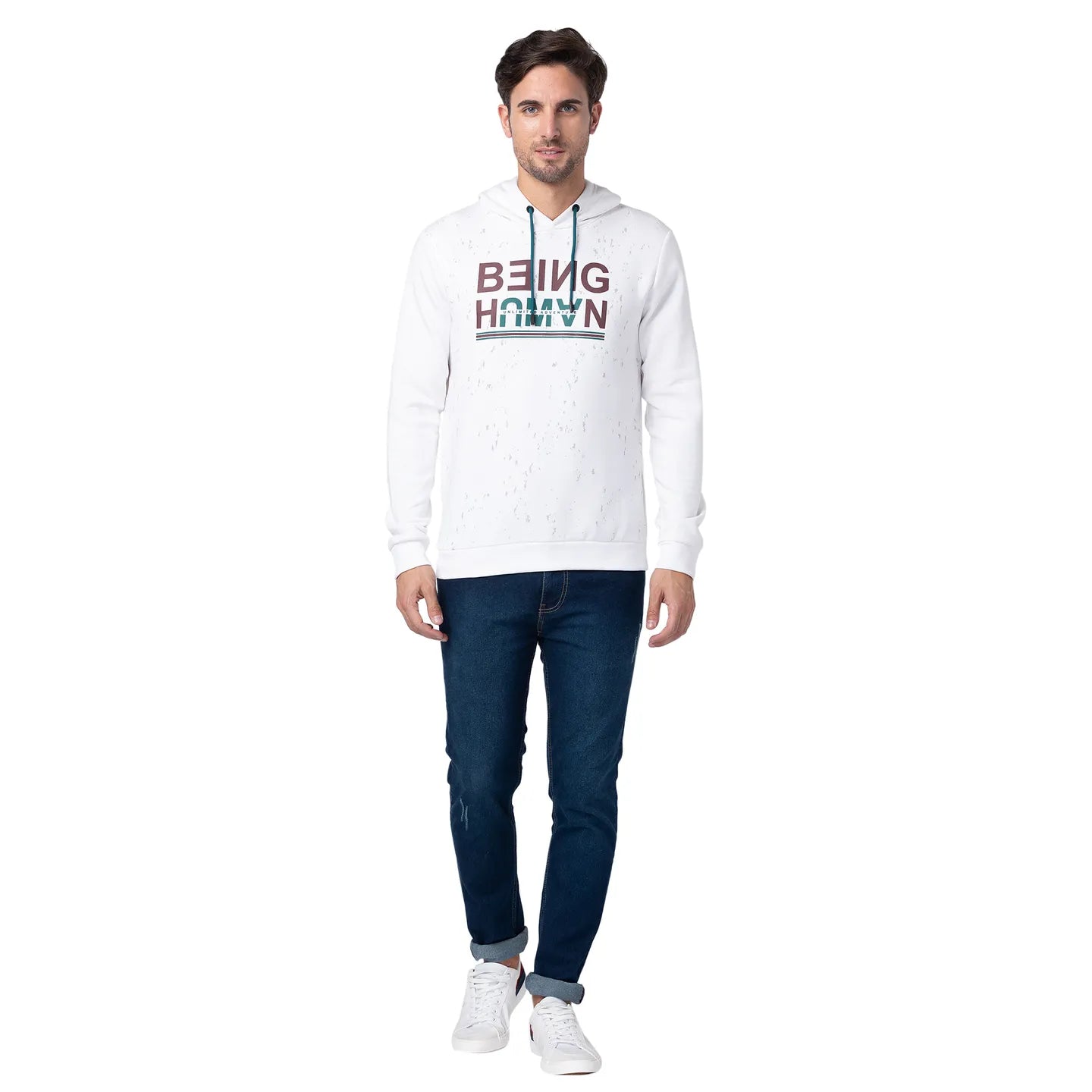 Being Human Clothing Men Regular Fit Hooded Hoody-White