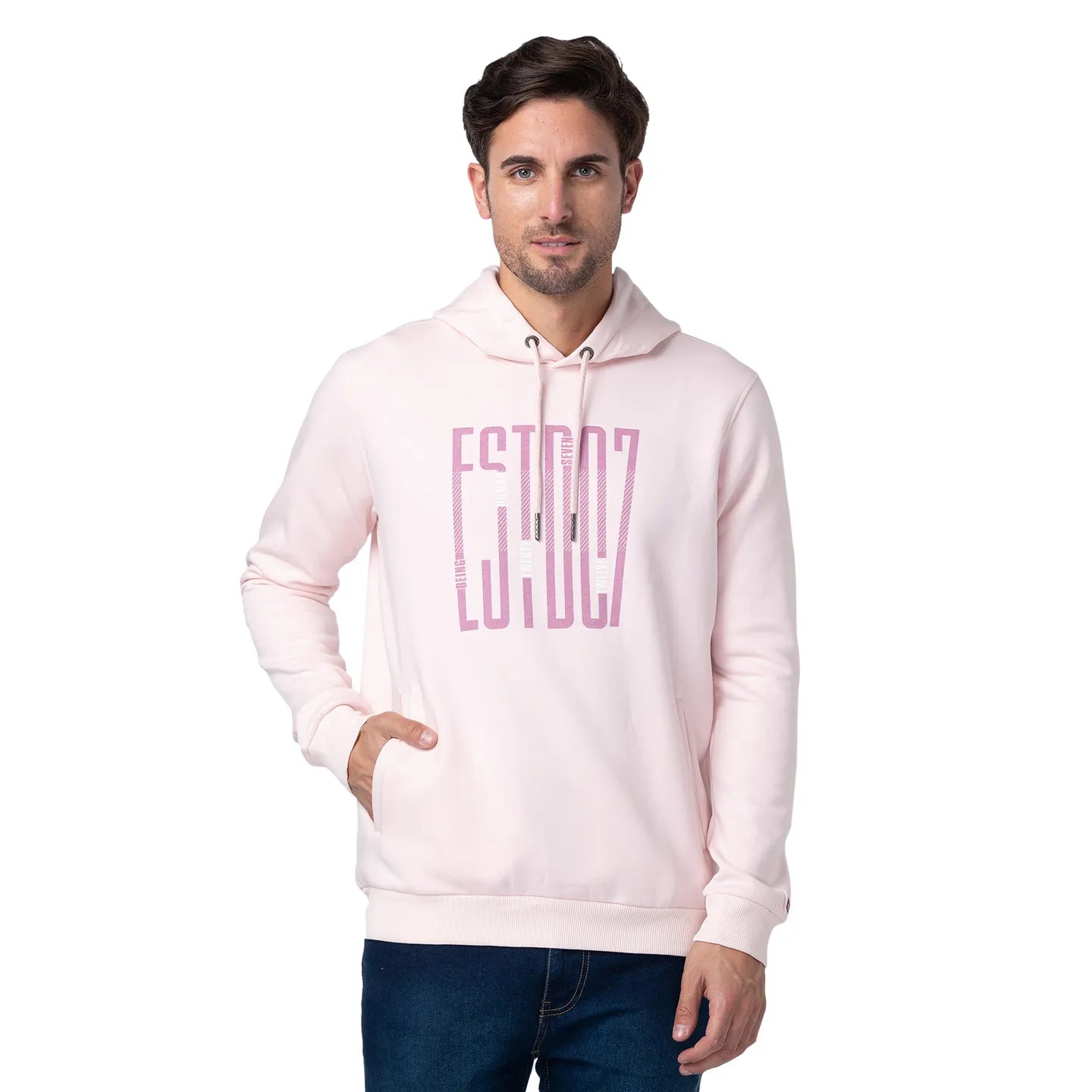 Being Human Clothing Men Regular Fit Hooded Hoody-Baby Pink