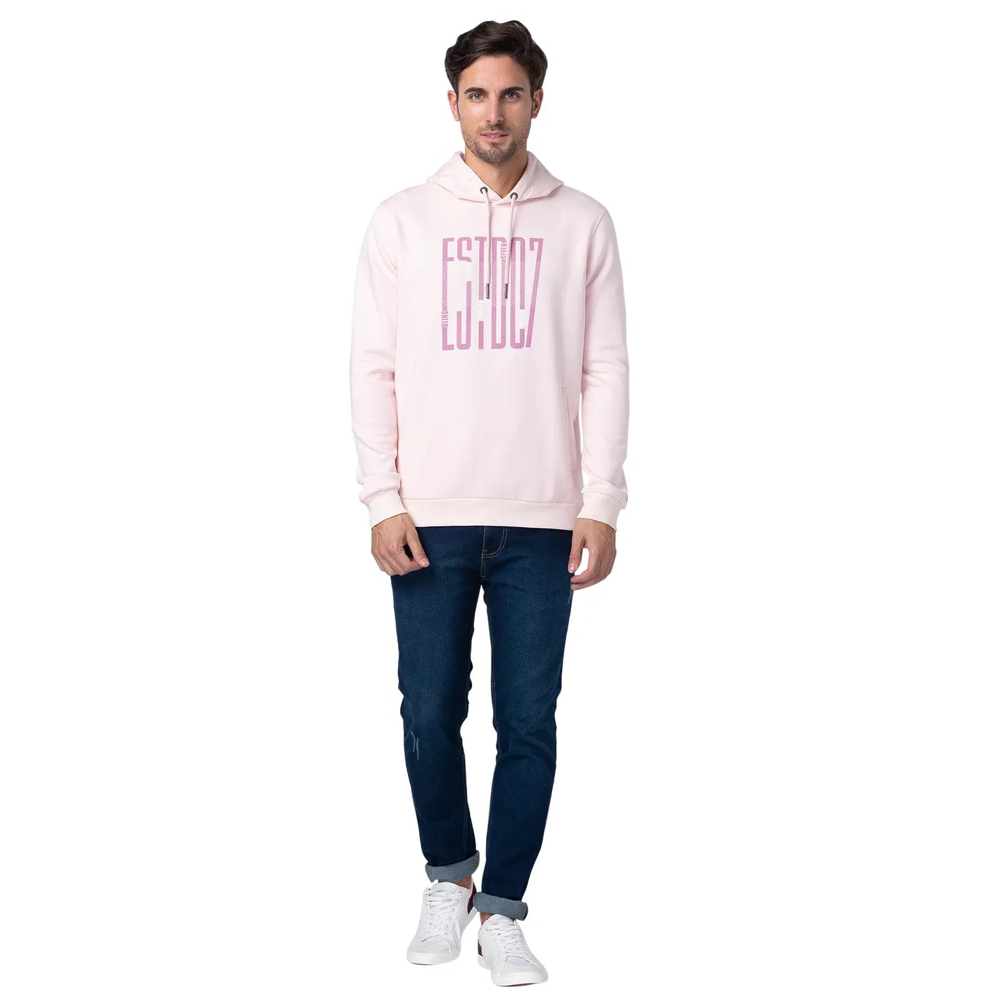 Being Human Clothing Men Regular Fit Hooded Hoody-Baby Pink