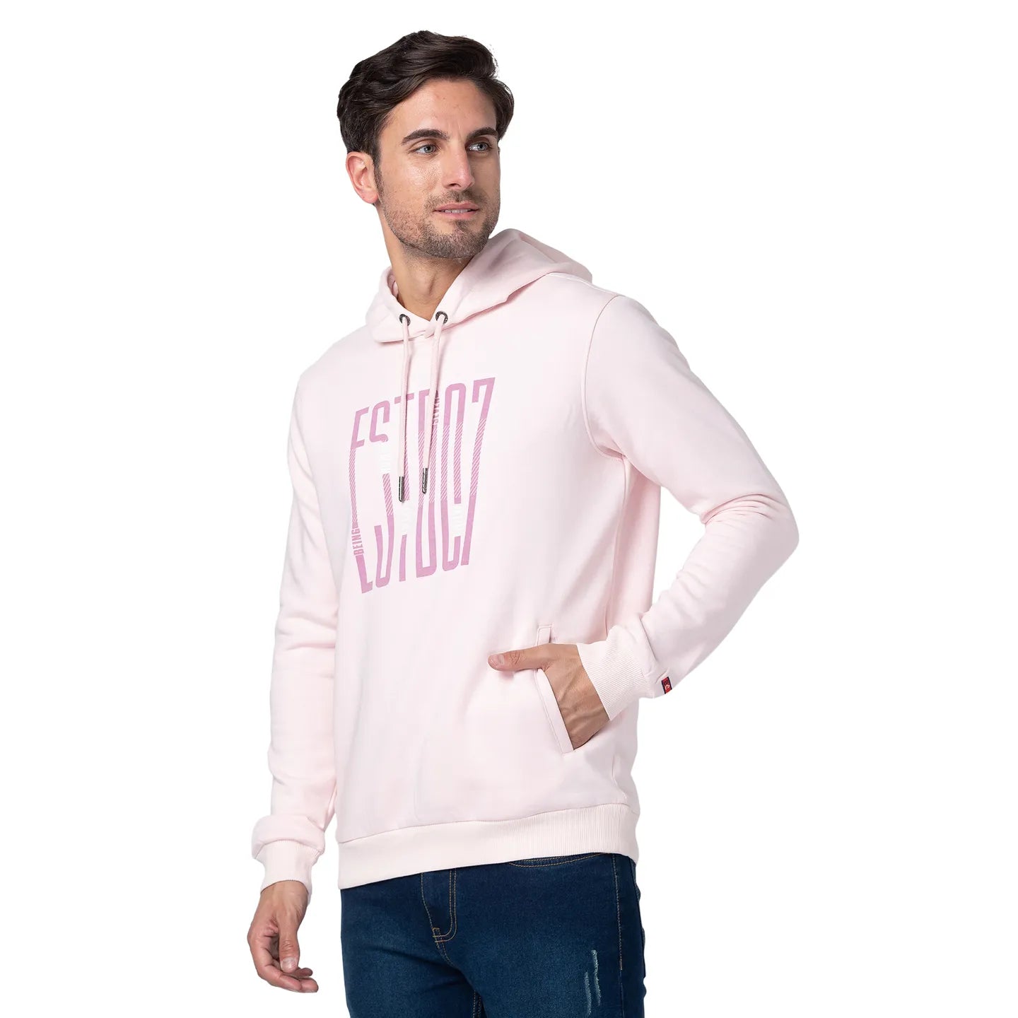 Being Human Clothing Men Regular Fit Hooded Hoody-Baby Pink
