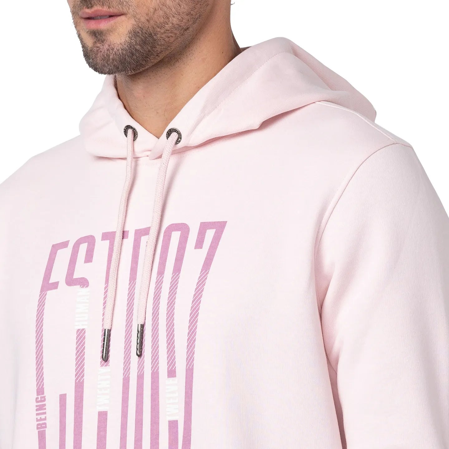 Being Human Clothing Men Regular Fit Hooded Hoody-Baby Pink