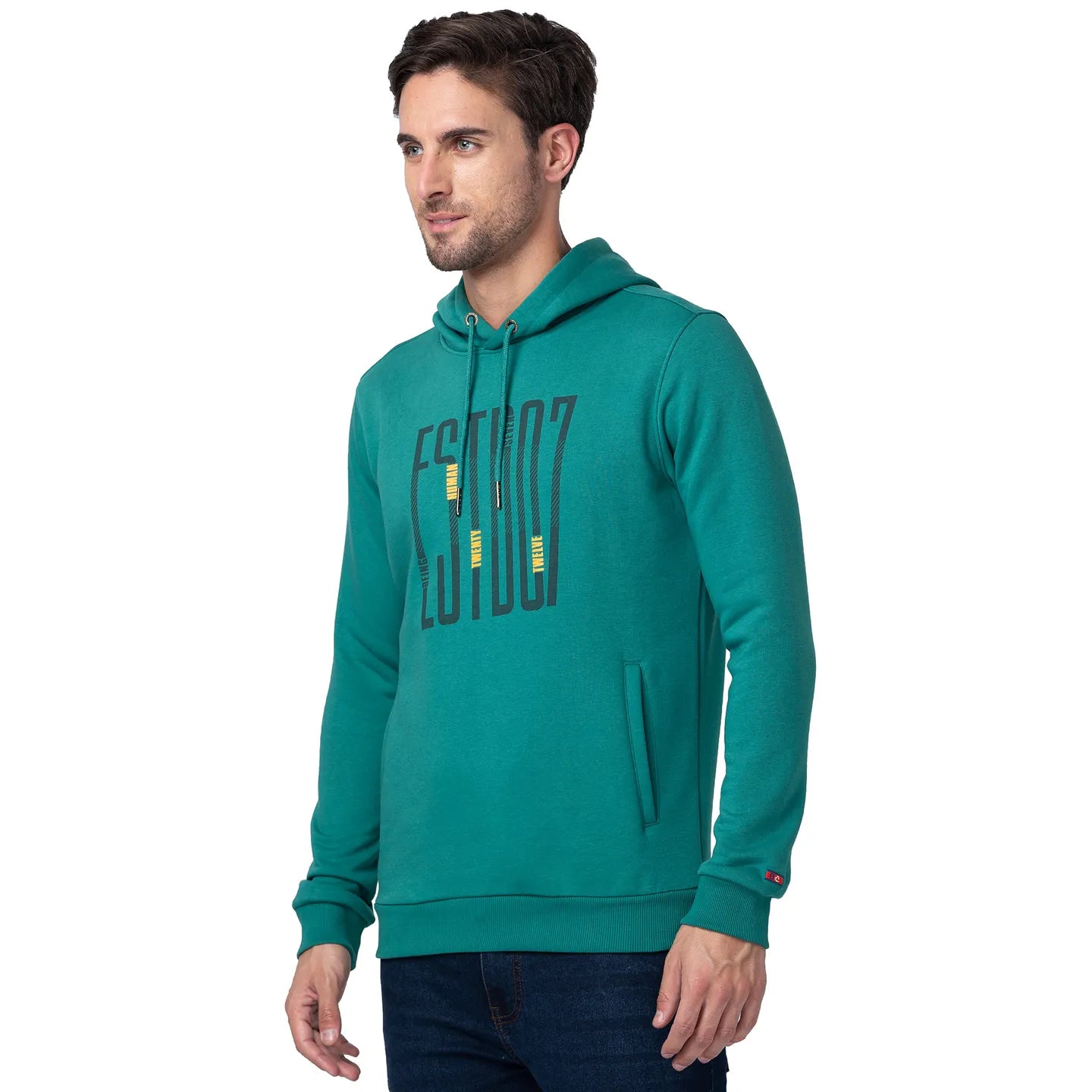 Green Regular Fit  Long Sleeves Cotton Men's Hoodie by Being Human Clothing