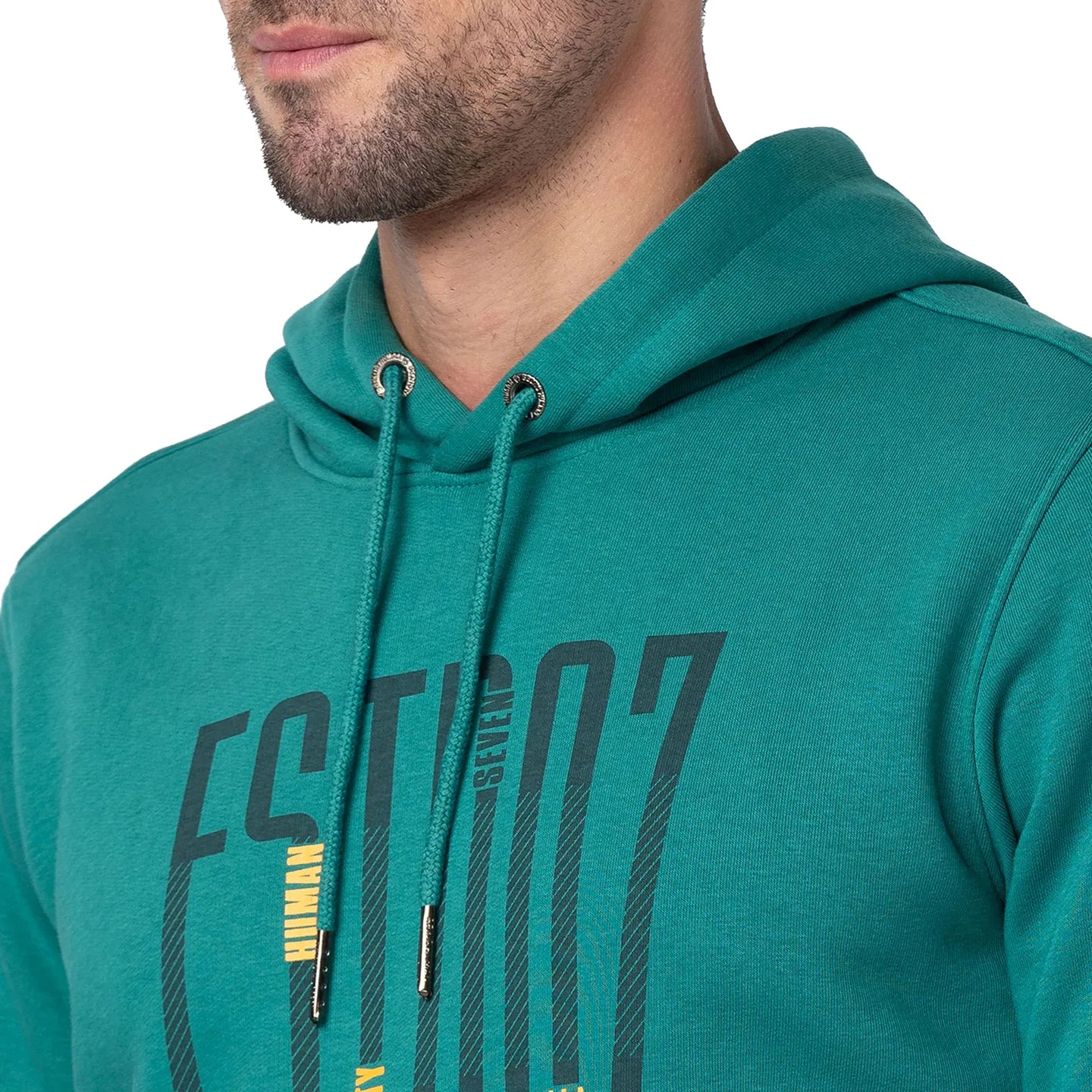 Green Regular Fit  Long Sleeves Cotton Men's Hoodie by Being Human Clothing
