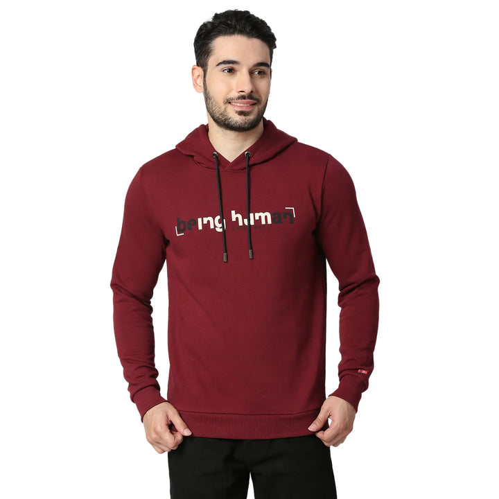 Wine Regular Fit Men's Hoodie by Being Human Clothing
