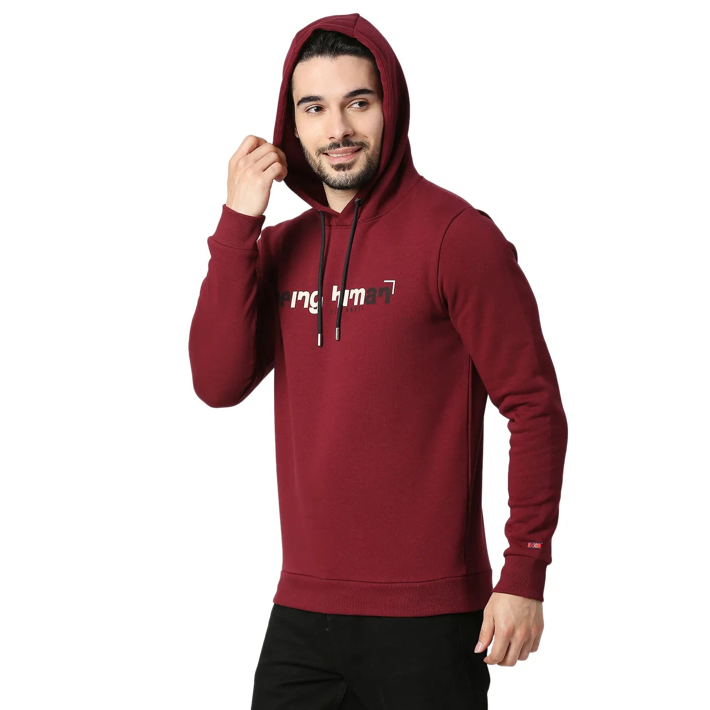 Being Human Clothing Men Regular Fit Hooded Hoody-Wine