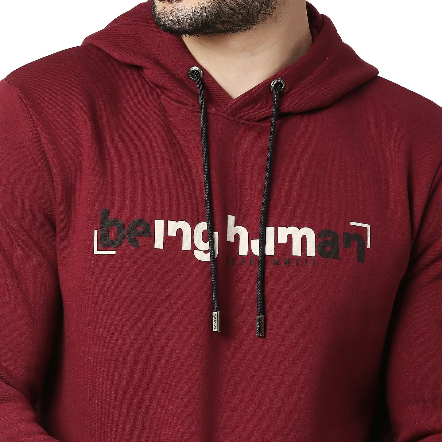 Being Human Clothing Men Regular Fit Hooded Hoody-Wine