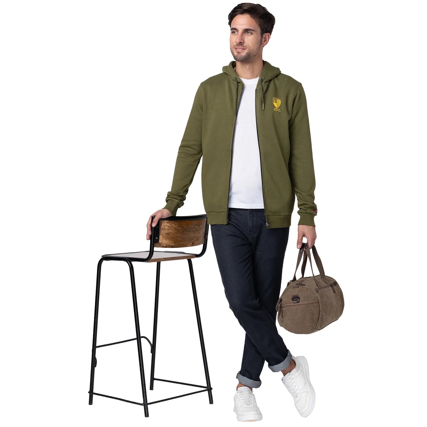 Being Human Clothing Men Regular Fit Hooded Hoody-Olive