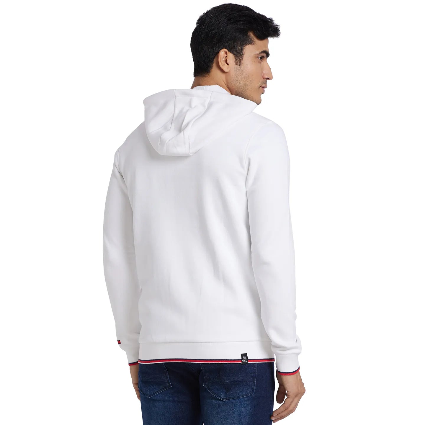 White Regular Fit  Long Sleeves Cotton Men's Hoodie by Being Human Clothing