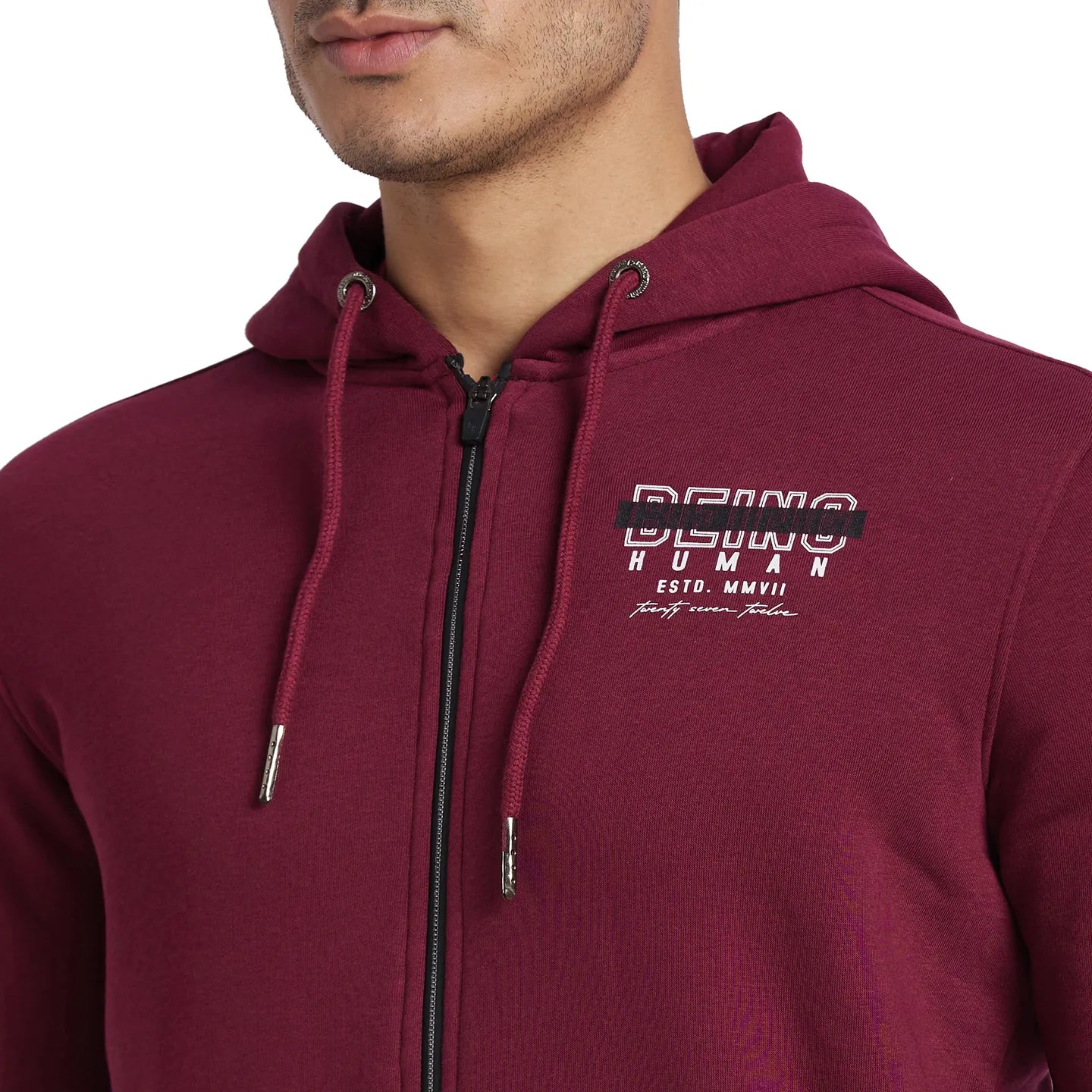 Being Human Clothing Men Regular Fit Hooded Hoody-Wine