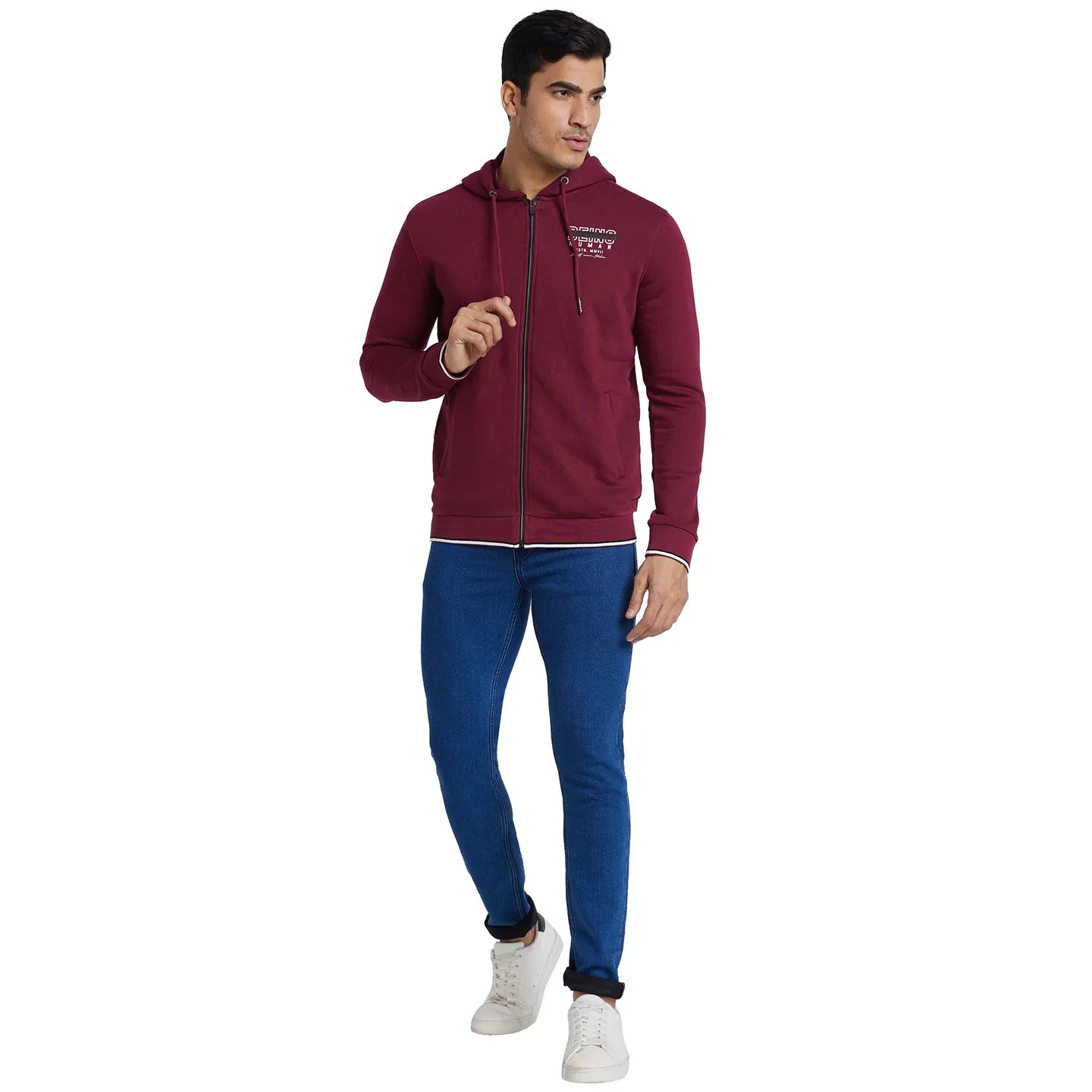 Being Human Clothing Men Regular Fit Hooded Hoody-Wine