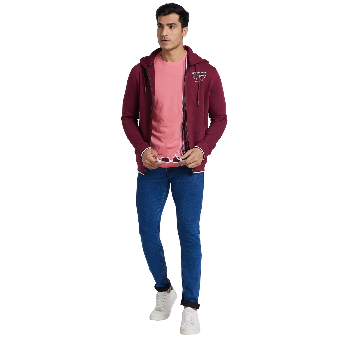 Being Human Clothing Men Regular Fit Hooded Hoody-Wine