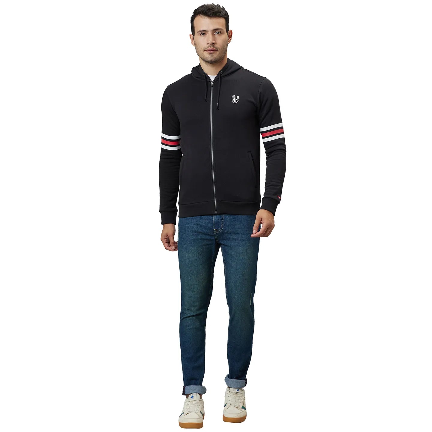 Black Regular Fit  Long Sleeves Cotton Men's Hoodie by Being Human Clothing