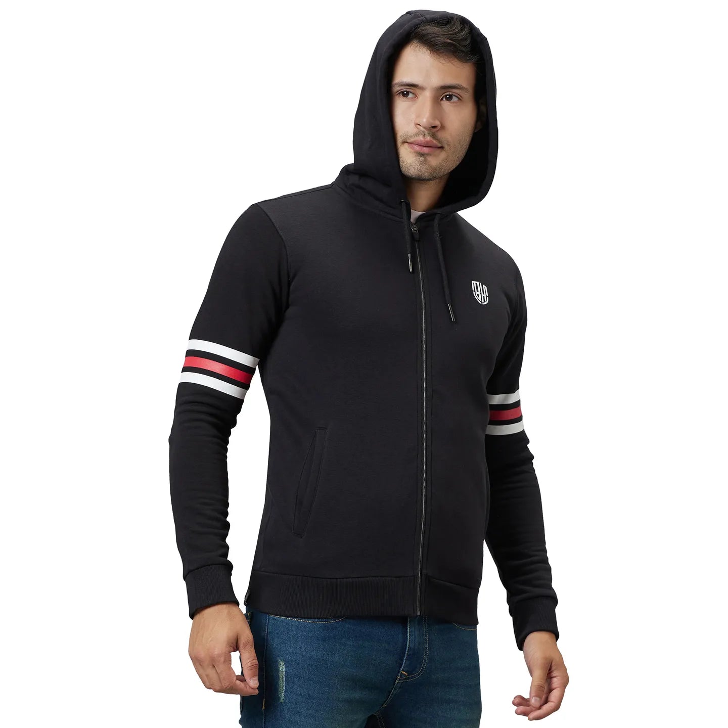 Black Regular Fit  Long Sleeves Cotton Men's Hoodie by Being Human Clothing