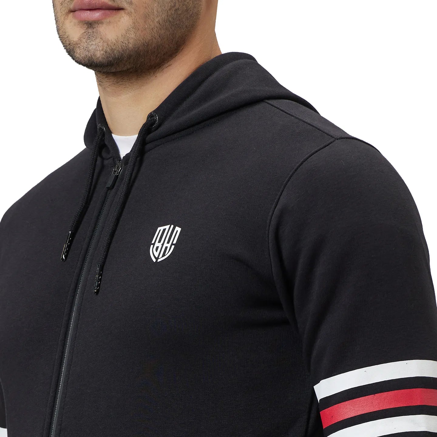 Black Regular Fit  Long Sleeves Cotton Men's Hoodie by Being Human Clothing