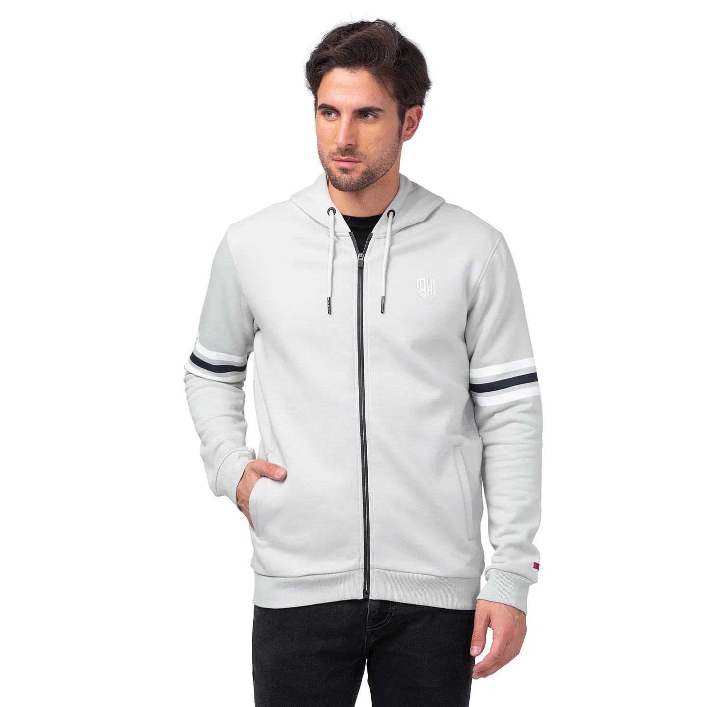 Being Human Clothing Men Regular Fit Hooded Hoody-Lt.Grey